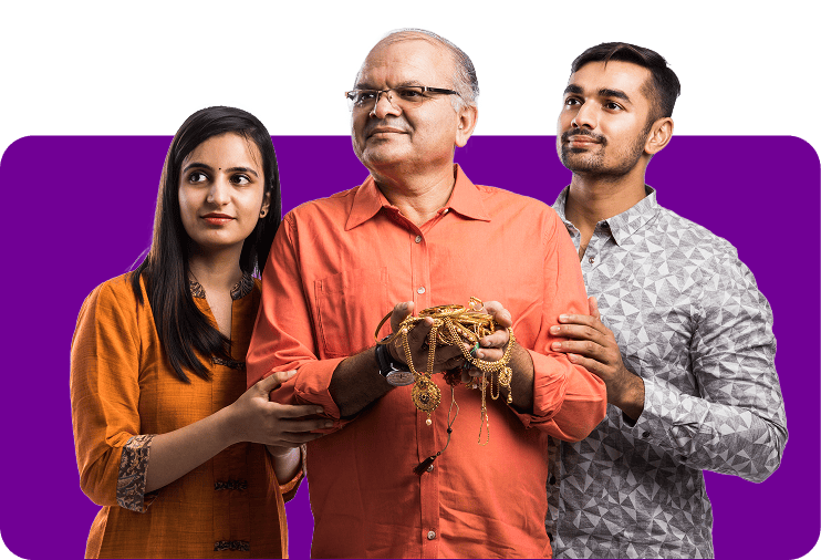 Happy family with gold